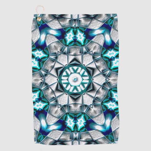 ブラッシュサンドブラスト鋼のようなスカイシルバー ゴルフタオル (正面)