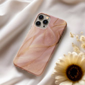 ブラッシュシルク - ピンクサテンとゴールドのスマホケース iPhone 16ケース