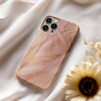 ブラッシュシルク - ピンクサテンとゴールドのスマホケース iPhone 16ケース