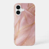 ブラッシュシルク - ピンクサテンとゴールドのスマホケース iPhone 16ケース (裏面)