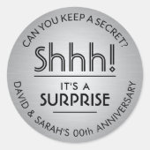 ブラッシュシルバーとブラックの記念日 ラウンドシール (正面)