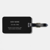 ブラッシュシルバーアンドブラックマンリーデザイン名前をカスタムする ラゲッジタグ (裏面横)