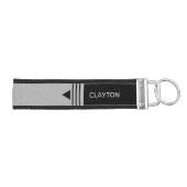 ブラッシュシルバーアンドブラックマンリーデザイン名前をカスタムする リストバンドキーホルダー (鍵右)