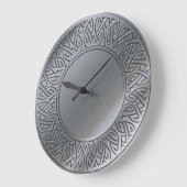 ブラッシュシルバーケルト結び目模様 ラージ壁時計 (傾斜)