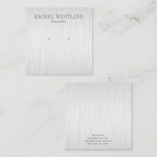 ブラッシュシルバーラグジュアリージュエリーイヤリングディスプレイ スクエア名刺 (正面/裏面)