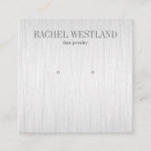 ブラッシュシルバーラグジュアリージュエリーイヤリングディスプレイ スクエア名刺 (正面)