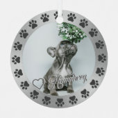 ブラッシュシルバー+ブラックポーペットネームクリスマスツリー メタルオーナメント (正面)