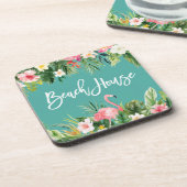 ブラッシュスクモダンリトロピカルフローラビーチハウス コースター (左側)