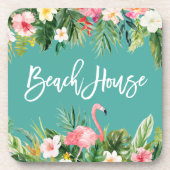 ブラッシュスクモダンリトロピカルフローラビーチハウス コースター (正面)