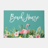 ブラッシュスクモダンリトロピカルフローラビーチハウス ドアマット (正面)