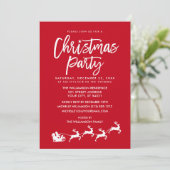 ブラッシュスクリプトスターリングサンタクリスマスパーティー ストライプ 招待状 (スタンド正面)