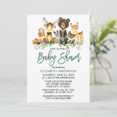 ブラッシュスクリプト ウォーターカラー 森の動物 シャワー 招待状 (スタンド正面)