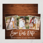 ブラッシュスクリプト ウッド3 フォト セーブアワデート カード (正面/裏面)