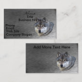 ブラッシュスチール製名刺のウルフヘッド 名刺 (正面/裏面)