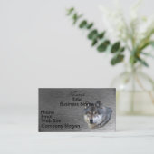 ブラッシュスチール製名刺のウルフヘッド 名刺 (スタンド正面)