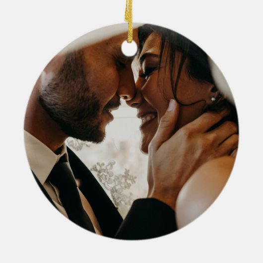 ブラッシュストロエレガントークのオーバーレイ写真 |氏そしてミセス セラミックオーナメント (裏面)