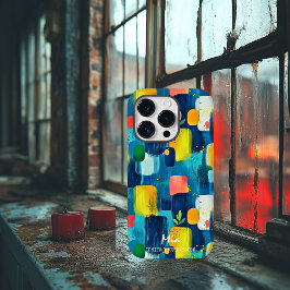 ブラッシュストロカラフループブロック(名前をカスタムする付) Case-Mate iPhone 14 PROケース