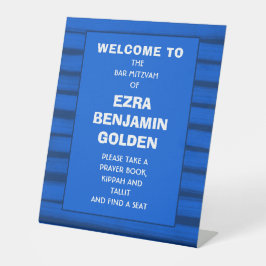 ブラッシュストロストライプーキズブルーバーバルミツワーカスタム 台座サイン