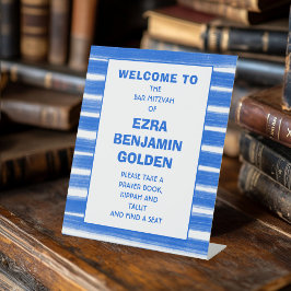 ブラッシュストロストライプーキズブルーバーバルミツワーカスタム 台座サイン