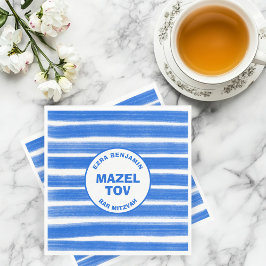 ブラッシュストロストライプークブルーカスタムバーバルミツワー スタンダードランチョンナプキン