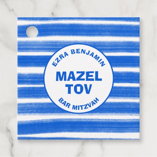 ブラッシュストロストライプークブルーカスタムバーバルミツワー フェイバータグ (正面)