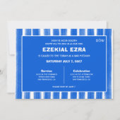 ブラッシュストロストライプークブルーカスタムバーバルミツワー 招待状 (正面)