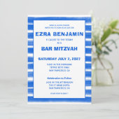 ブラッシュストロストライプークブルーカスタムバーバルミツワー 招待状 (スタンド正面)