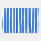 ブラッシュストロストライプーク青ホワイトシックHanukkah ラッピングペーパーシート (正面3)