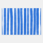 ブラッシュストロストライプーク青ホワイトシックHanukkah ラッピングペーパーシート (正面)