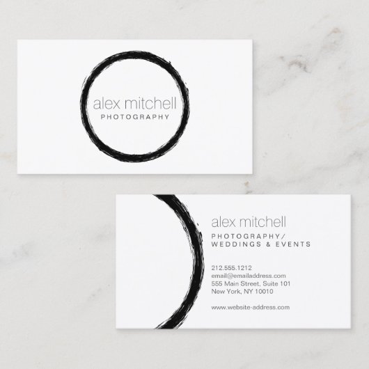 ブラッシュストロミニマルークのサークルの写真家 名刺 (正面/裏面)