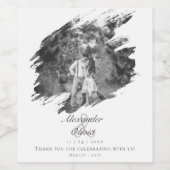 ブラッシュストロモダンーク写真 | 白結婚色 ワインラベル (シングルラベル)