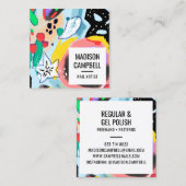 ブラッシュストロークアートネイルアーティストサロン抽象芸術フローラ スクエア名刺 (正面/裏面)