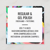 ブラッシュストロークアートネイルアーティストサロン抽象芸術フローラ スクエア名刺 (裏面)