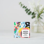 ブラッシュストロークアートネイルアーティストサロン抽象芸術フローラ スクエア名刺 (スタンド正面)