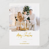 ブラッシュストローククリスマスゴールデンカスタムエフェクト写真 箔シーズンカード (正面)