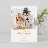 ブラッシュストローククリスマスゴールデンカスタムエフェクト写真 箔シーズンカード (立ち正面)