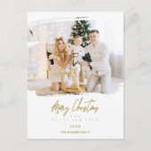 ブラッシュストローククリスマスゴールデンスノーフレーク写真 シーズンポストカード (正面)