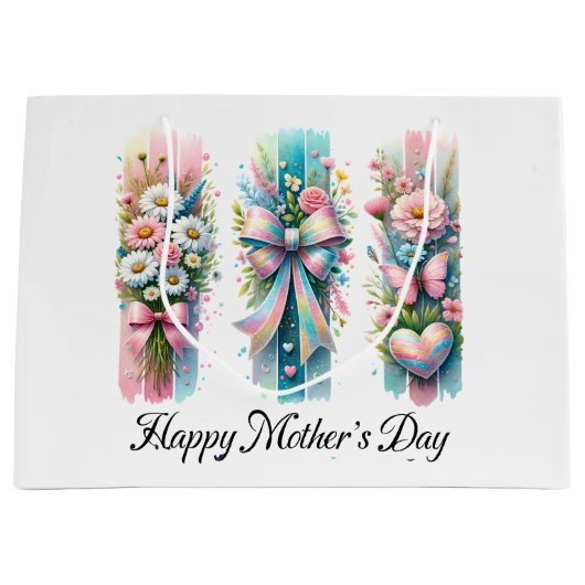 ブラッシュストロークコケット弓 ラージペーパーバッグ (正面)