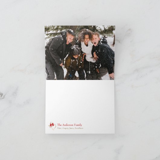 ブラッシュストロークテキサス州シェイプクリスマスオーナメントアートホール シーズンカード (内部)