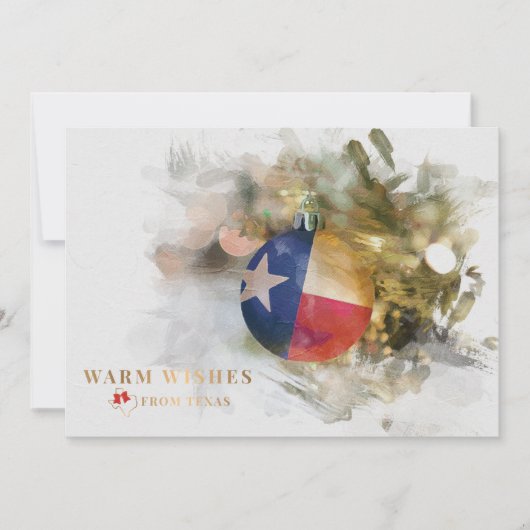 ブラッシュストロークテキサス州フラッグクリスマスオーナメントアートホリ シーズンカード (正面)