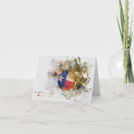 ブラッシュストロークテキサス州フラッグクリスマスオーナメントアートホリ シーズンカード (正面)