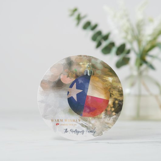 ブラッシュストロークテキサス州フラッグクリスマスオーナメントアート シーズンカード (スタンド正面)