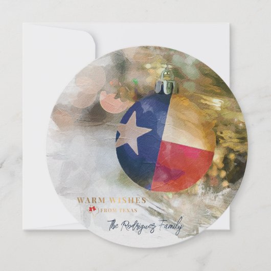 ブラッシュストロークテキサス州フラッグクリスマスオーナメントアート シーズンカード (正面)