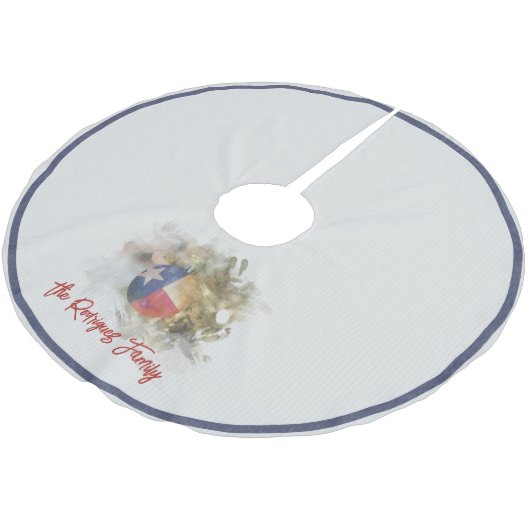 ブラッシュストロークテキサス州フラッグクリスマスオーナメントアート ブラッシュドポリエステルツリースカート (アングル)