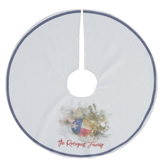 ブラッシュストロークテキサス州フラッグクリスマスオーナメントアート ブラッシュドポリエステルツリースカート (正面)