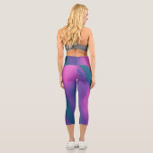 ブラッシュストロークデザイン付き女子芸術的ヨガセット カプリレギンス (裏面)