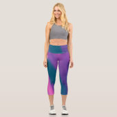 ブラッシュストロークデザイン付き女子芸術的ヨガセット カプリレギンス (正面)