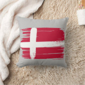 ブラッシュストロークデンマーク国旗 クッション (ブランケット)
