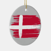 ブラッシュストロークデンマーク国旗 セラミックオーナメント (右)