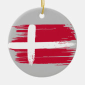 ブラッシュストロークデンマーク国旗 セラミックオーナメント (正面)